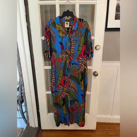 FARM Rio Blue Leaf Print Jumpsuit - Picture 5 of 11